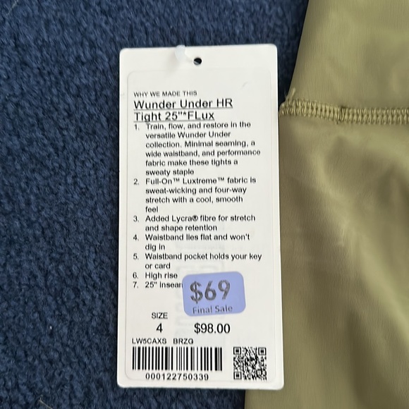 NWT Lululemon Wunder Under HR Tight 25” FLux Size 4 - Picture 5 of 7
